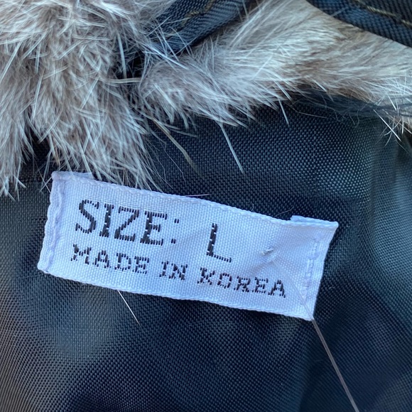 Vintage 70s 80s Rabbit Fur Belted Bomber Coat Jacket - Picture 6 of 8